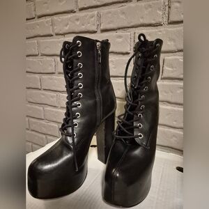 SCHUTZ Black Lace-Up High Heel Boots